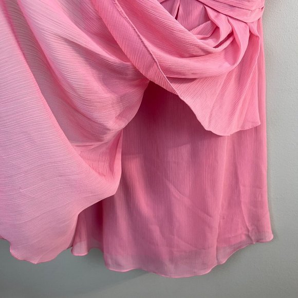 Davids Bridal Strapless Dress 12 Rosepetal Crinkle Chiffon Cascade Bridesmaid - Picture 4 of 13